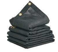 VEVEVOR Lona de Malla para Camión Volquete 2x5,5 m Revestimiento de PVC Negro con Doble Bolsillo Ojales de Latón, Correa Reforzada con Doble Costura para Sistema de Camión Volquete Manual o Eléctrico