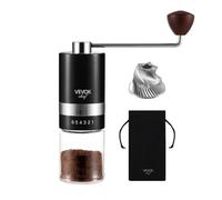 Vevok Chef Molinillo de Café Manual con 6 Ajustes Externos de Grosor para Espresso a French Press, Muela Cónica de Acero Inoxidable, Ideal para Casa, Oficina o Viajes, Negro