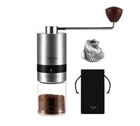 Vevok Chef Molinillo de Café Manual con 6 Ajustes Externos de Grosor para Espresso a French Press, Muela Cónica de Acero Inoxidable, Ideal para Casa, Oficina o Viajes, Plata