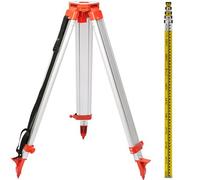 VEVOR 1,65 m Kit de Trípode y Bastón para Niveles Automáticos,Trípode de Aluminio, 5 m Trípode de Nivel Plegable para Herramienta Automática de Medida, Niveles Automáticas, Láseres de Construcción