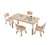 VEVOR 1 Juego de Muebles Infantiles 1 Mesa y 4 Sillas Regulable en Altura 1200x600x482-572 mm y 310x295x520-560 mm para Estudiar, Comer, Jugar, Leer, Dibujar, Guardería, Infantil, Dormitorio, Escuela