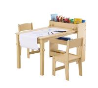 VEVOR 1 Mesa Infantil + 2 Sillas de 795x555x540 mm y 304x284x551 mm Conjunto de Muebles Infantiles con Estante Integrado para Estudiar, Comer, Jugar, Leer, Dibujar, Habitación Infantil, Escuela
