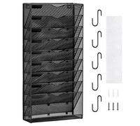 VEVOR 1 PCS Estante de Pared de Malla Metálica para Archivos de 10 Capas Carpeta de Almacenamiento de Documentos y Papel, Estante de Pared de Archivos con Etiqueta con Nombre para Oficina, Escuela