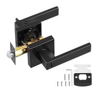 VEVOR 1 PCS Manija de Puerta de Privacidad, Manija Reversible para Zurdos o Diestros con Cerradura sin Llave, Rotación de 45° para Abrir, Interior Cuadrado Universal para Puertas de Baño, Negra Mate