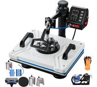 VEVOR 10 en 1 Prensa de Calor Multifuncional Blanco, Máquina de Sublimación 1000 W 29 x 38 cm Máquina Impresión de Calor para Camisetas, Diseño Giratorio de 360°, con Accesorios Completos