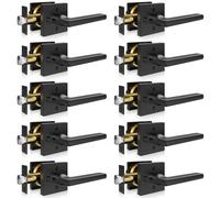 VEVOR 10 PCS Manija de Puerta de Privacidad, Manija Reversible para Zurdos o Diestros con Cerradura sin Llave, Rotación de 45° para Abrir, Interior Cuadrado Universal para Puertas de Baño, Negra Mate