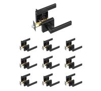 VEVOR 10 PCS Manija de Puerta de Privacidad, Manija Reversible para Zurdos o Diestros con Cerradura sin Llave, Rotación de 45° para Abrir, Interior Cuadrado Universal para Puertas de Baño, Negra Mate