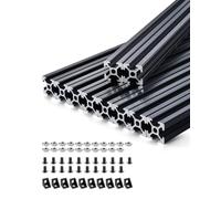 VEVOR 10 Piezas Perfiles de Extrusión de Aluminio 2020 con Ranura en T de 1000 mm, Riel Lineal Anodizado de Alta Resistencia para Impresora 3D, Máquina CNC (DIY), Grabado Láser, Color Negro