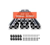 VEVOR 10 Piezas Perfiles de Extrusión de Aluminio 2020 con Ranura en T de 1500 mm, Riel Lineal Anodizado de Alta Resistencia para Impresora 3D, Máquina CNC (DIY), Grabado Láser, Color Negro