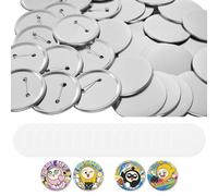VEVOR 100 Piezas de Chapas para Hacer 75 mm Chapas Personalizadas Metálicas, Recambios de Pines con Alfiler, Cubiertas de Metal, Películas Transparentes y Papeles en Blanco, para Juego Evento Taller