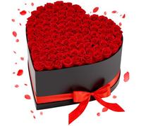 VEVOR 100 Rosas Eternas en Caja con Forma de Corazón, Ramo de Flores Preservadas, Caja de Regalo de Flores para tu Esposa, Madre, Pareja, para Boda, Día de la Madre, San Valentín, Navidad, Rojo