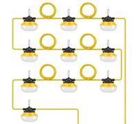 VEVOR 100 W Cadena de Luces para Construcción de 30,5 m 10000 LM 10 Unidades 5000 K, IP65 Resistente al Agua con Ganchos para Colgar, para Obras de Construcción, Iluminación Temporal para Exteriores