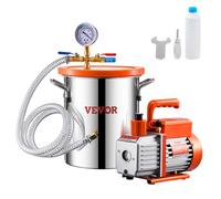 VEVOR 11,36 L Cámara de Vacío y Kit de Bomba 3,5 CFM Kit de Cámara de Desgasificación con Bomba de Vacío de Una Etapa con Tapa de Acrílico, Aceite, Manguera para Desgasificar Resinas, Siliconas