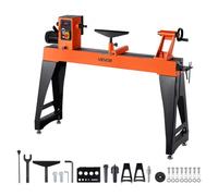 VEVOR 1100 W Torno Vertical de Carpintería con Velocidad Variable de 150 a 3200 RPM, Banco de Trabajo de 406 x 1020 mm, Motor de CC sin Escobillas para Proyectos de Carpintería Medianos y Grandes