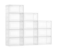 VEVOR 12 PCS Cajas para Zapatos, Cajas Apilables Transparentes con Puerta Magnética, Aptas hasta la Talla 13 de EE. UU., Contenedores de Plástico para Tacones Altos, Botas, Blanco Transparente