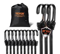 VEVOR 12 PCS Cuerdas Elásticas con Ganchos de Acero A3 Correas Elásticas Resistentes de 0,8 m Cuerdas Elásticas de 8 mm para Acampar, Lonas, Motocicletas, Camiones y Tiendas de Campaña, Color Negro