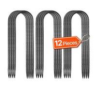 VEVOR 12 PCS Estacas de Refuerzo en Forma de U de 254 x 55,88 mm de Acero Galvanizado con Punta de Cincel y Revestimiento Resistente a la Oxidación para Jardinería, Cercas y Tiendas de Campaña