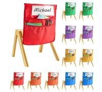 VEVOR 12 Piezas Bolsillos para Sillas para Aula 433 x 481 mm con Etiqueta para Nombre, Organizador para el Respaldo de la Silla para Niños en Aula, Guardería, Escuela y Hogar, 6 Colores Brillantes