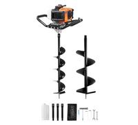 VEVOR 1450 W Perforadora de Postes a Gasolina de 52 cc Excavadora de Postes a Gas con Brocas de 150 y 250 mm y 3 Varillas de Extensión para Postes de Cercas Y Plantas de Jardín, Naranja y Negro