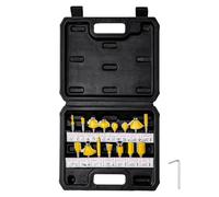 VEVOR 15 PCS Juego de Brocas para Enrutador, Juego de Brocas para Enrutador de Carburo con Vástago de 6,35 mm y Estuche de Plástico para Tableros de Partículas de Madera y Madera Contrachapada