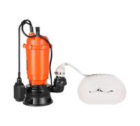VEVOR 1500 W Bomba de Sumidero Sumergible, Bomba de Sumidero de Hierro Fundido de 21000 L/H con Interruptor de Flotador Automático, Altura de Descarga de 18 m, para Evacuación de Aguas Residuales