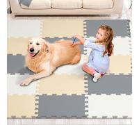 VEVOR 16 PCS Alfombra de Juego Baldosas de Espuma EVA de 10 mm de Grosor Alfombra de Rompecabezas de 31,5x31,5 cm, Alfombrillas Entrelazadas para Niños para Sala de Juegos, Hogar, Camel, Gris y Beige