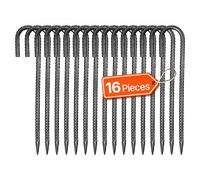 VEVOR 16 PCS Estacas de Varilla de Refuerzo 304,8 mm con Gancho en J de Diámetro 1 cm, Anclajes de Acero Galvanizado con Punta de Cincel y Revestimiento Resistente a la Oxidación para Jardinería