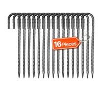VEVOR 16 PCS Estacas de Varilla de Refuerzo 304,8 mm con Gancho en J de Diámetro 1 cm, Anclajes de Acero Galvanizado con Punta de Cincel y Revestimiento Resistente a la Oxidación para Jardinería