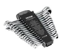 VEVOR 16 PCS Juego de Llaves Combinadas, Juego de Llaves de Trinquete con Estante Organizador, Juego de Llaves Mediano Métricas de 8 mm a 24 mm, para Uso Doméstico, Reparaciones de Automóviles