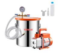 VEVOR 18,93 L Cámara de Vacío y Kit de Bomba 3,5 CFM Kit de Cámara de Desgasificación con Bomba de Vacío de Una Etapa con Tapa de Acrílico, Aceite, Manguera para Desgasificar Resinas, Siliconas