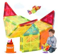 VEVOR 180 PCS de Bloques de Construcción Magnéticos con 2 Bases para Automóviles y Soporte para Noria, Juguete Apilable Sensorial de Construcción Educativa Stem para Niños de 3 Años en Adelante