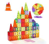 VEVOR 180 PCS de Bloques de Construcción Magnéticos con 2 Bases para Automóviles y Soporte para Noria, Juguete Apilable Sensorial de Construcción Educativa STEM para Niños de 3 Años en Adelante