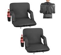 VEVOR 2 Cojines para Asientos de Estadio, con 6 Ángulos Ajustables, con Reposabrazos, Respaldo y Portavasos, Asiento de Grada para Picnics, Playa, Deportes y Juegos, 550 x 635 x 460 mm, Negro