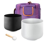 VEVOR 2 Cuencos de Cristal para Cantar, con Notas A y F, Cuenco de Cuarzo Esmerilado con Bolsa de Transporte, 1 Mazo de Goma y 2 Juntas Tóricas, Ideal para Meditación, Yoga, Sanación con Sonido