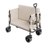 VEVOR Carrito Plegable 2 en 1, Carro Plegable 970 x 580 x 670 mm se Convierte en Banco con Asa Ajustable, Capacidad de Peso de 249,48 kg para Exteriores, Compras, Camping y Jardinería, Caqui