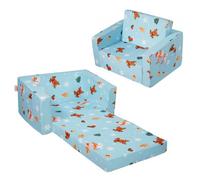 VEVOR Silla de Bebé Plegable 2 en 1, Sofá Cama para Niños Pequeños, Sofá de Espuma Suave y Cómodo, Tumbona Convertible para Bebé, Asiento de Silla con Dibujos Animados, Azul, 1040 x 580 x 320 mm