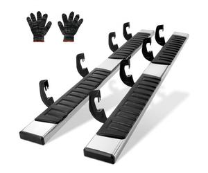 VEVOR 2 estribos de 6.5 pulgadas compatibles con Chevy Silverado/GMC Sierra 1500 Crew Cab/2019 2500HD 3500HD 1500 LD, barras laterales de acero inoxidable 201, capacidad de carga 500 libras