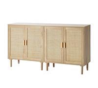 VEVOR 2 Juegos de Aparadores de Ratán de 800 x 375 x 880 mm con 4 Puertas Magnéticas y Estantes Ajustables, Armario de Ratán Aparador Buffet para Pasillo, Entrada, Sala de Estar o Cocina, Color Madera