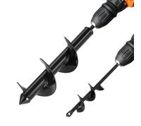 VEVOR 2 PCS Broca Helicoidal para Plantar Ø 40 x 220 mm y Ø 80 x 300 mm para Taladros con Punta Hexagonal de 10 mm, Herramienta Robusta para Plantar Bulbos, Accesorios para Perforar, Negro
