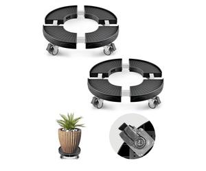 VEVOR 2 PCS Carrito de Bote de Basura, Carrito con Ruedas Multifuncional con 4 Ruedas Bloqueables, Carga de 181,4 kg, Base Redonda con Ruedas para Bote de Basura, Ajustable de 380-580 mm, Negro