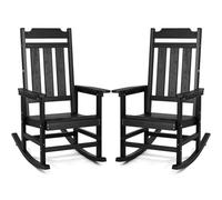 VEVOR 2 PCS de Mecedora de Porche Hips de 87 x 71 x 110 cm para Exterior, Mecedora al Aire Libre con Respaldo Alto, Reposabrazos Suaves, Capacidad de Peso de 181,44 kg para Jardín, Balcón, Negro