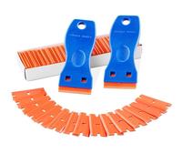 VEVOR 2 PCS de Raspadores de Piso con Mango Corto y 122 Cuchillas de Plástico, Removedor de Raspador de Limpieza para Calcomanías, Adhesivos, Etiquetas, Pintura de Vidrio, Automóvil sin Rayones, Azul