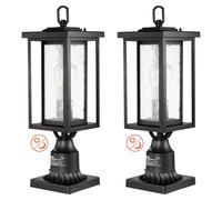 VEVOR 2 PCS Farolas Exteriores de Anochecer al Amanecer, 450 mm, Resistentes al Agua con Base de Montaje en Pilar de 9 cm, Pantalla de Vidrio Farola Exterior a Prueba de Rayos para Patio, Jardín