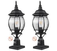VEVOR 2 PCS Farolas Exteriores de Anochecer al Amanecer, 530 mm, Resistentes al Agua con Base de Montaje en Pilar de 9 cm, Pantalla de Vidrio Farola Exterior a Prueba de Rayos para Patio, Jardín