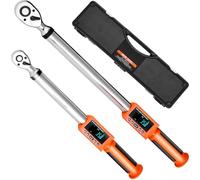 VEVOR 2 PCS Juego de Llaves Dinamométricas Digitales Accionamiento de 1/2" y 3/8" 72 Dientes ±2% de Precisión Llave Dinamométrica Electrónica con Valor Preestablecido, Zumbador y Notificación LED