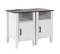 VEVOR 2 PCS Mesa de 611x406x406mm con Puertos USB y Tomas de Corriente, Blanco
