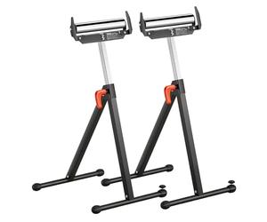 VEVOR 2 PCS Soporte con Rodillos, Carga de 113 kg Altura Ajustable 685,8-1092,2 mm con Cabezal de Rodillo de Acero Pulido, para Soporte de Extensión para Carpintería con Salida de Sierra de Mesa