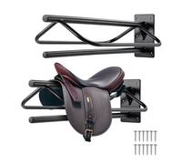 VEVOR 2 PCS Soporte para Sillín con Barra de Protección 60,45 x 32,00 x 25,91cm Soporte de Pared para Sillín de Caballo Resistente Soporte para Sillín Occidental e Inglés para Cuartos de Aperos, Negro