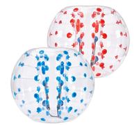 VEVOR 2 pelotas de parachoques inflables de 1,5 m x 1,2 m, pelota de rebote inflable con cuerpo de PVC para actividades al aire libre, pelota de parachoques inflable de puntos rojo y azul