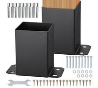 VEVOR 2 Piezas Soportes para Postes de Madera 4" x 4"(102x102 mm) Base Interna de Poste de Acero al Carbono para Anclaje de Poste con Recubrimiento en Polvo para Barandilla de Soporte, Terraza, Negro